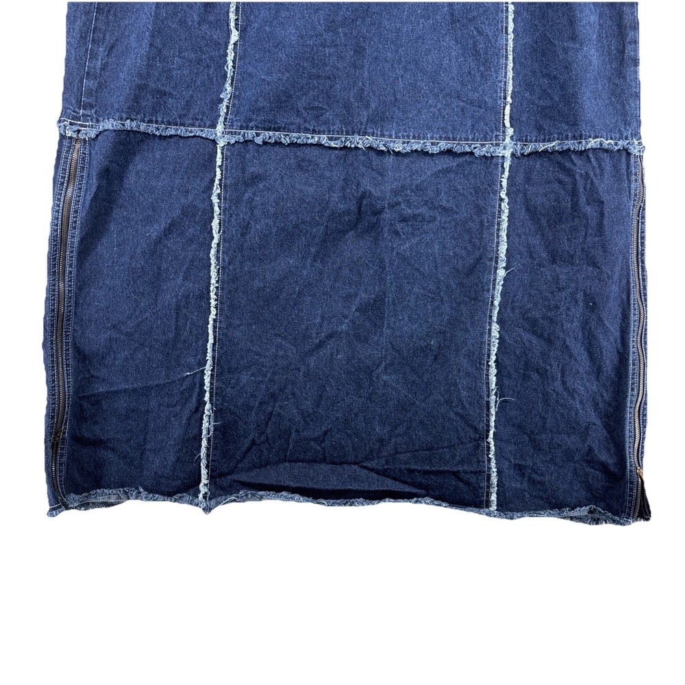 Ashley Stewart Denim Jean Skirt 26W Plus Size Patchwork Raw Hem Zip Detail Y2K - Picture 7 of 14